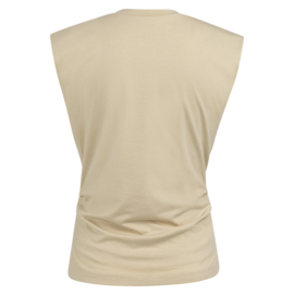 YAYA Mouwloze top met  rimpeling aan de zijkant