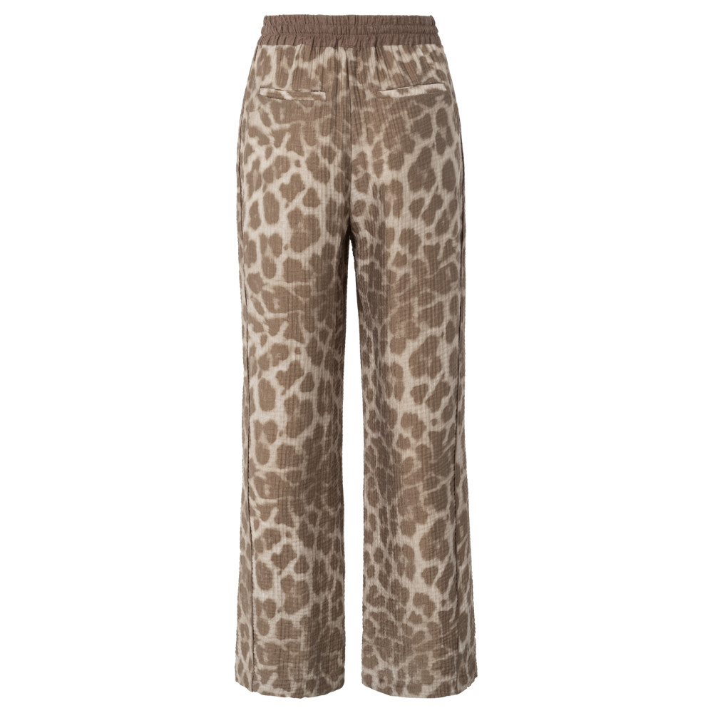 YAYA Leopard print broek met wijde pijpen