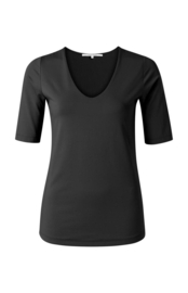 YAYA Round v-neck top with half sleeves