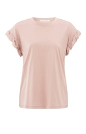 YAYA T-shirt met ronde hals en opgerolde, geplooide mouwen