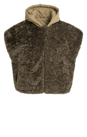YAYA Omkeerbare bodywarmer van imitatiebont met nylon capuchon