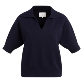 YAYA Gebreide trui met kraag en korte mouwen.