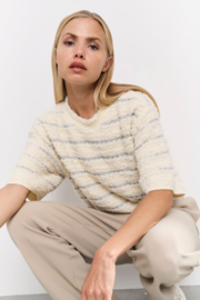YAYA Trui met texture streep en glimmer