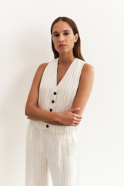 YAYA Linen mix gilet met streep