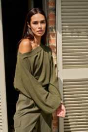 YAYA Gebreide trui met vleermuismouwen en handdoekstof structuur