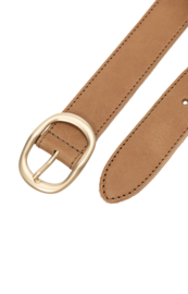 YAYA Afgeronde rechthoekige leren riem met gesp 3,5 cm