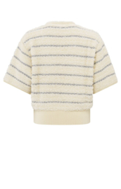 YAYA Trui met texture streep en glimmer