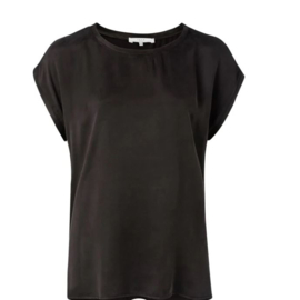 YAYA Basic top van gemengde stof met ronde hals en kapmouwtjes