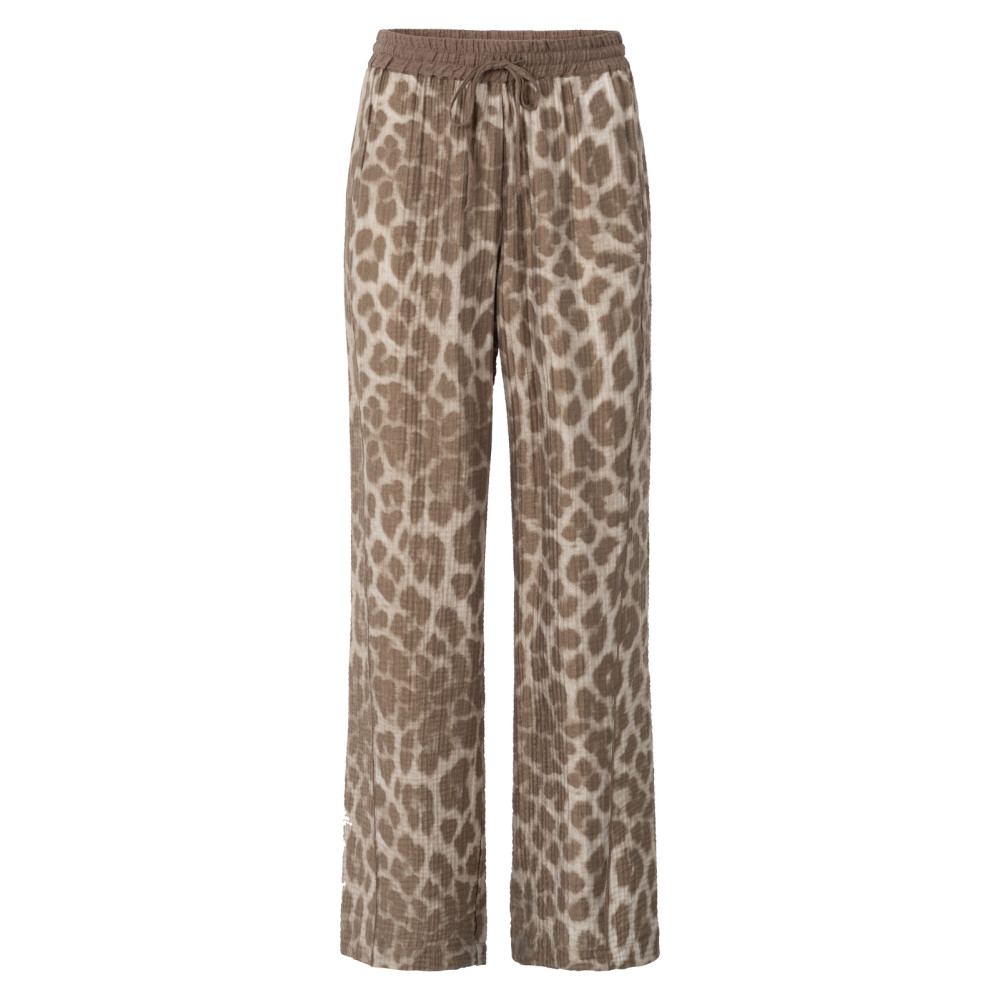 YAYA Leopard print broek met wijde pijpen