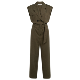 YAYA linen mix jumpsuit met dubbele knoopsluiting