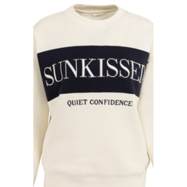 YAYA Sweater met colorblock en tekst op de borst