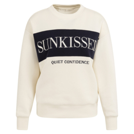 YAYA Sweater met colorblock en tekst op de borst