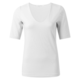 YAYA Round v-neck top with half sleeves