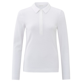 YAYA Jersey polo met fijne rib en lange mouwen