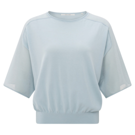 YAYA Bootneck sweater met transparante mouwen