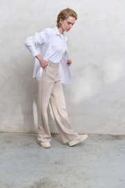 YAYA Jersey broek met wijde pijpen en contrast tailleband