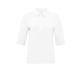 YAYA Jersey polo top met knoopjes en halflange mouwen