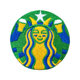 Starbucksbeer embleem (blauw-geel)