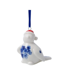 Kerstornament Vogel met kerstmuts 2