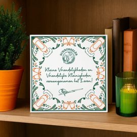 Schrobbelèr Tegel met spreuk