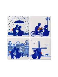 Onderzetters Kussend paar, set van 4