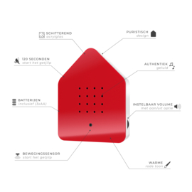 Zwitscherbox Rood - vogelgeluiden met sensor