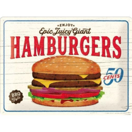 Retro metalen bord 30x40cm - Hamburgers