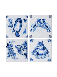 Onderzetters Luie Kat, set van 4