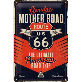Retro metalen bord 20x30cm - Route 66 Mother Road