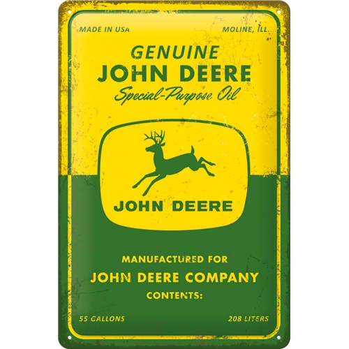 Retro metalen bord 20x30cm - John Deere