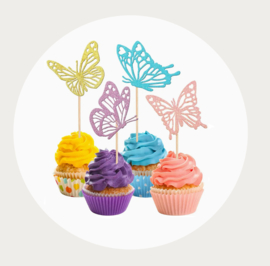 Vlinder cupcake prikkers