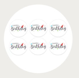 Label stickers voor op een kadootje HAPPY BIRTHDAY