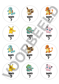 Labelstickers Pokémon met eigen naam en leeftijd