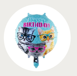 Folieballon Happy Birthday katten