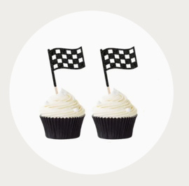 Racevlag cupcake prikkers