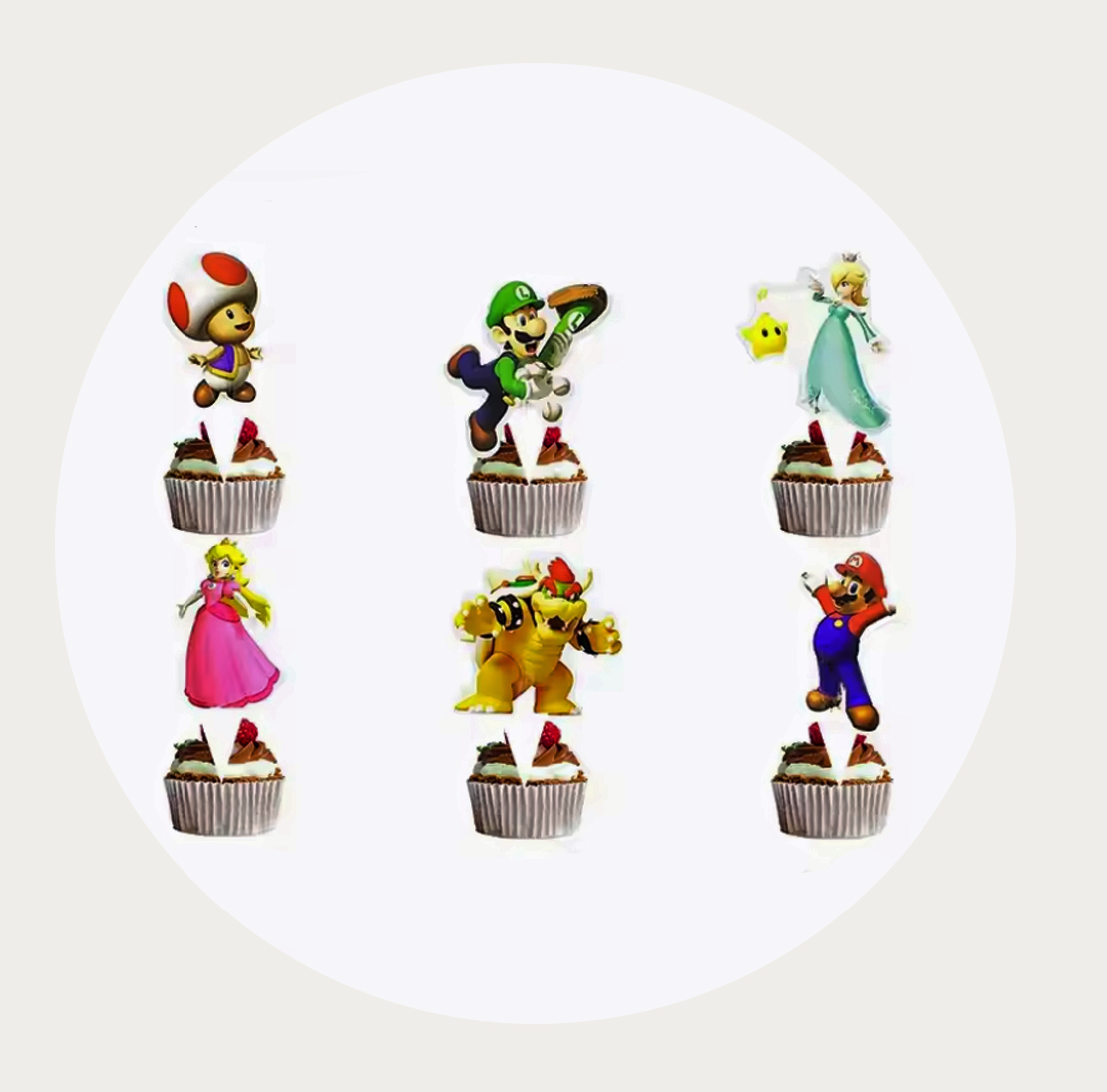 Mario cupcake toppers