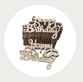 Houten label Happy Birthday 1