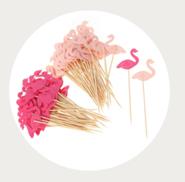 Flamingo cupcake prikker - roze-