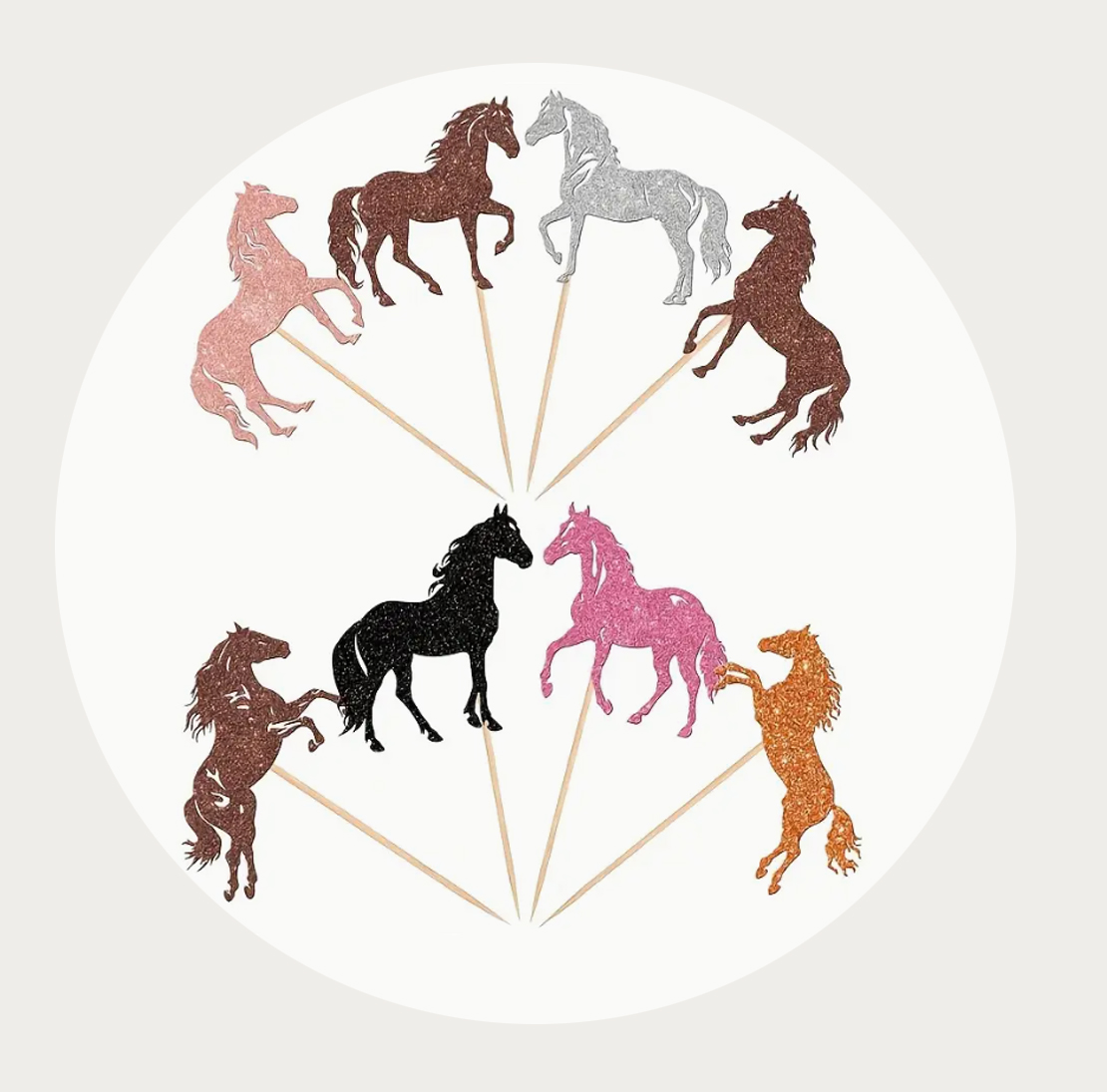 Cupcake prikker glitter paarden