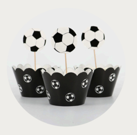 Voetbal cupcake prikker met wrapper