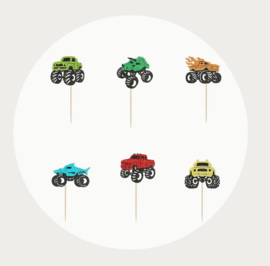 Monstertruck cupcake prikkers