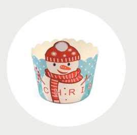 Kerst cupcake cups - bak vormpjes sneeuwpop