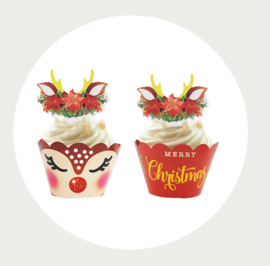 Rendier - Kerst - cupcake wikkel - wrapper