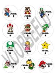 Super Mario stickers met eigen naam en leeftijd
