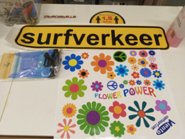 surfverkeer- + flower power sticker+GRATIS drypocket (kleur niet uit te kiezen)&2 x fininserts klein (kado)