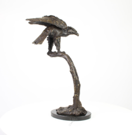 Bronzen beeld adelaar zittend op stok