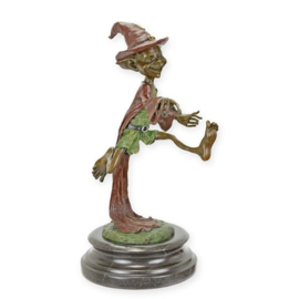 Bronzen Beeld van een Rennende Goblin