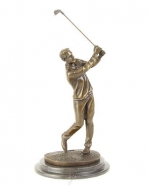 Fraaie bronzen beeld van een golfer.