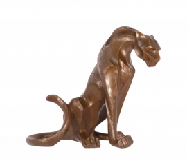 Bronzen art Deco stijl zittende jaguar