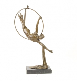 Bronzen beeld mannelijke hoepel sjaal danser